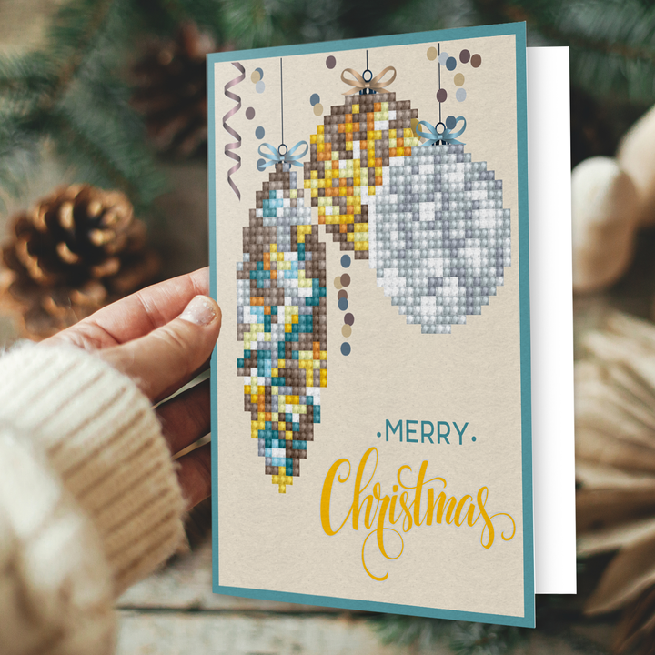Diamond Dotz Merry Christmas Baubles Antique - Diamond Painting Greeting Card