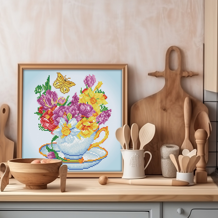 Diamond Dotz Springtime Cuppa - 6.3 x 6.3 in