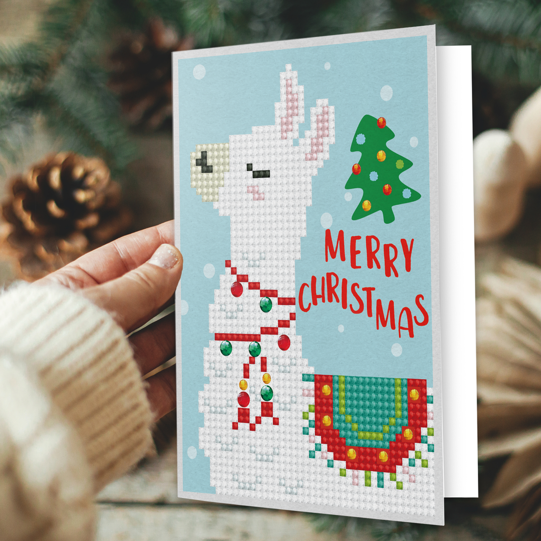 Diamond Dotz Merry Christmas Llama - Greeting Card