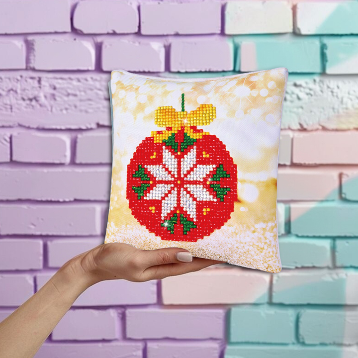 Diamond Dotz Red Bauble Pillow - 7 x 7 in