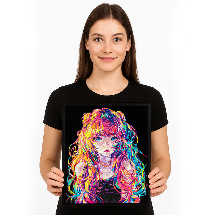 Neon Anime Girl 13.98 x 17.99 in