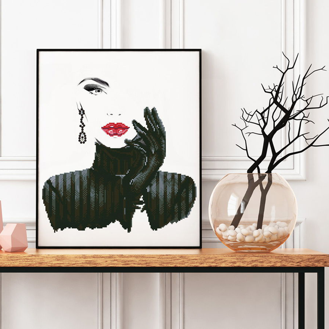 Diamond Dotz Lady in Black - 20.5 x 16.5 in