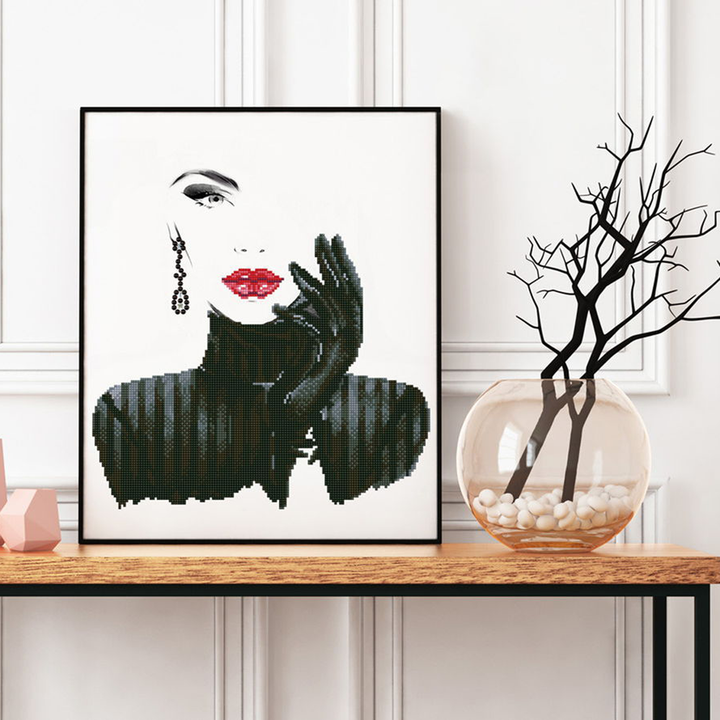 Diamond Dotz Lady in Black - 20.5 x 16.5 in