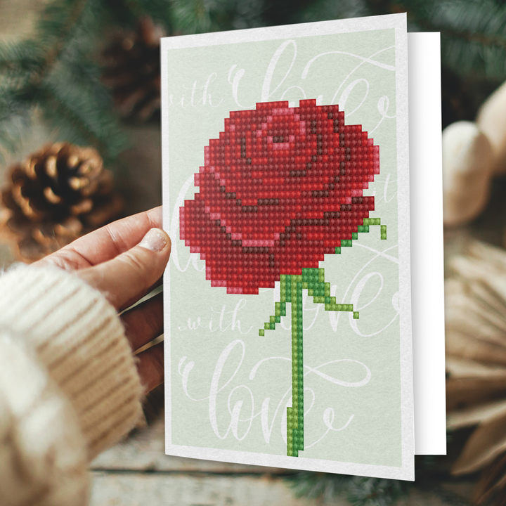 Diamond Dotz Love Rose - Diamond Painting Greeting Card