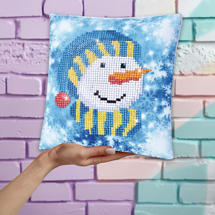 Diamond Dotz Snowman Cap Pillow - 7 x 7 in