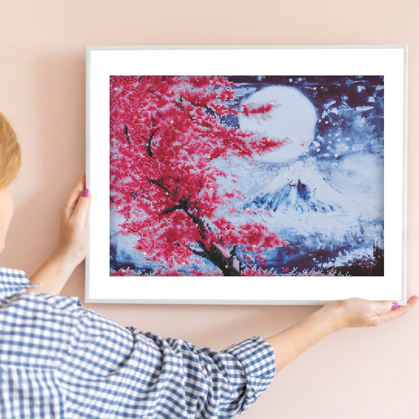 Cherry Blossom Mountain | Diamond Painting Kit Landscape | Diamond