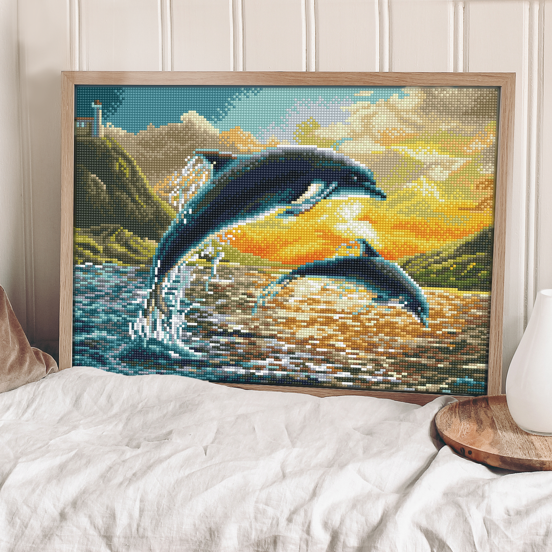 Diamond Dotz Dolphin Sunset - 12.4 x 16.54 in