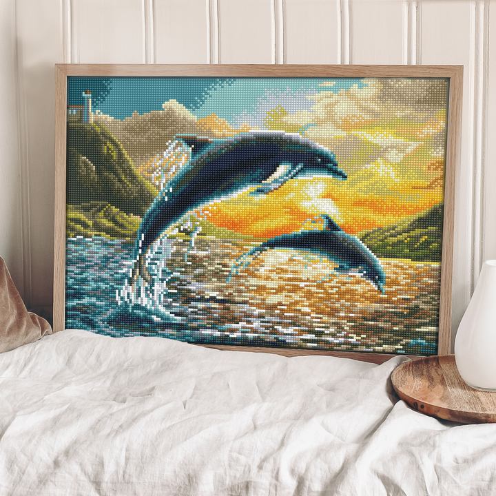 Diamond Dotz Dolphin Sunset - 12.4 x 16.54 in