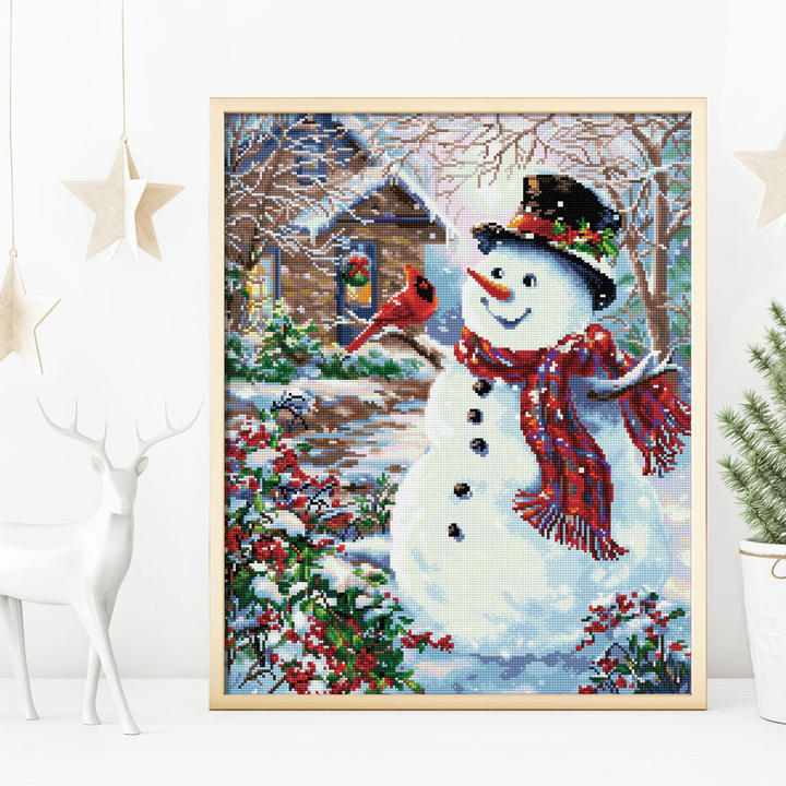 Diamond Dotz Snowman & Feathered Friend - 24.41 x 19.69 in