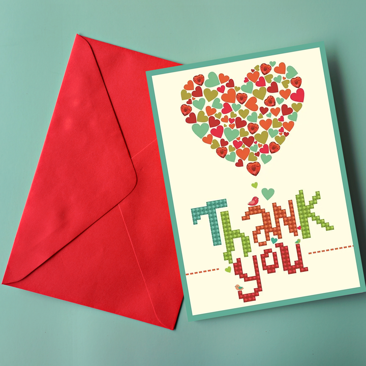 Diamond Dotz Thank You Heart - Diamond Painting Greeting Card