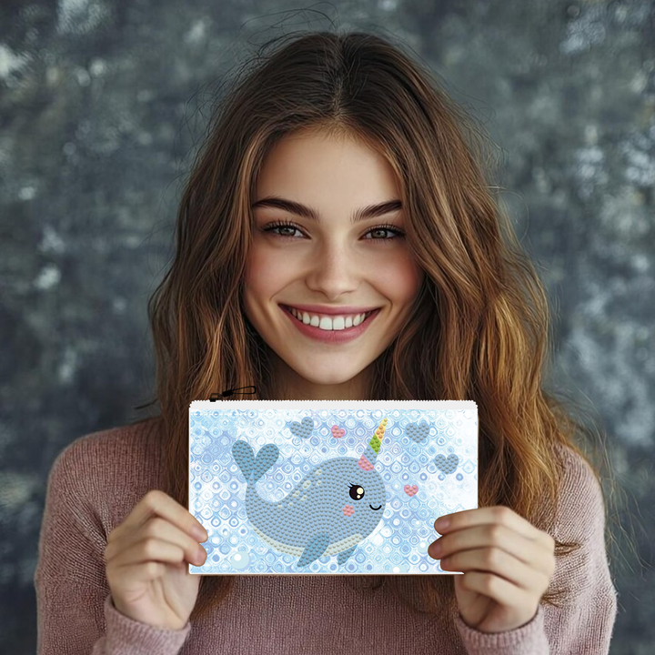 Diamond Dotz Narwhal Love Zipper Pouch - 5.51 x 8.46 in