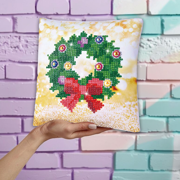 Diamond Dotz Christmas Wreath Pillow - 7 x 7 in