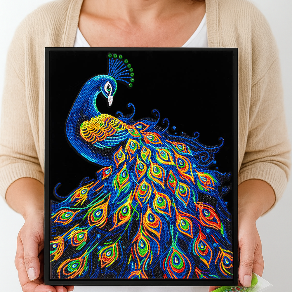 Diamond Dotz Neon Flock Peacock - 14.0" x 18.0"