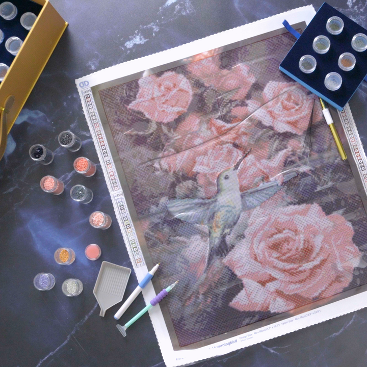 Diamond Dotz Roses & Hummingbird - Masterclass - 15.7 x 19.7 in