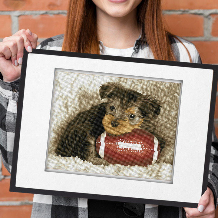 Diamond Dotz Footy Pup - Pre-Framed - 12.6 x 16.14 in