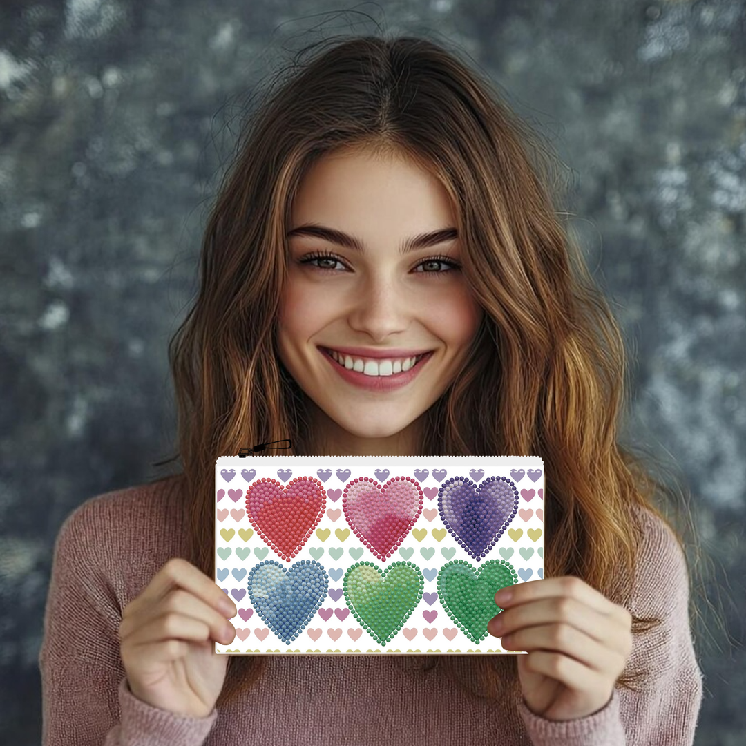 Diamond Dotz Love Hearts Zipper Pouch - 5.51 x 8.46 in