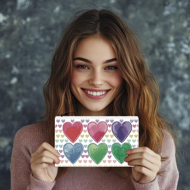 Diamond Dotz Love Hearts Zipper Pouch - 5.51 x 8.46 in