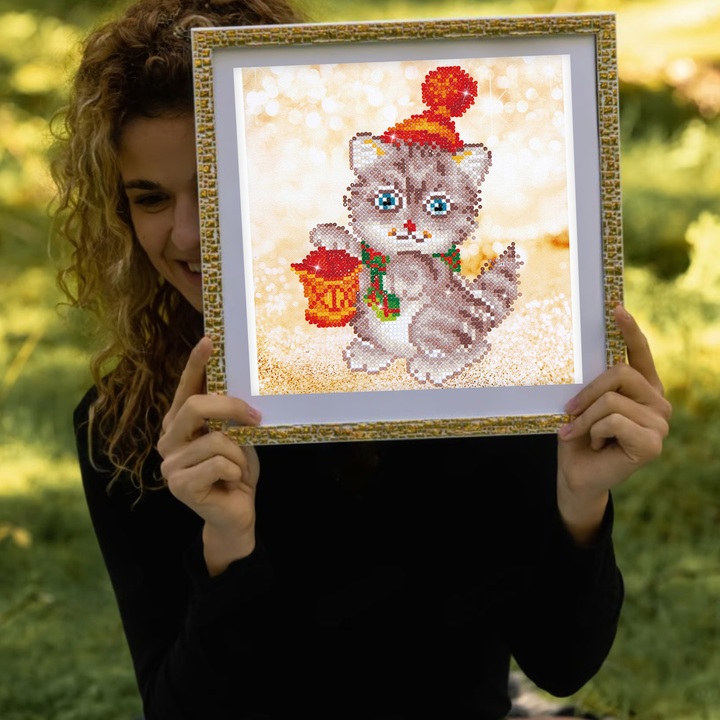 Diamond Dotz Christmas Kitten Glow - 9.8 x 9 in
