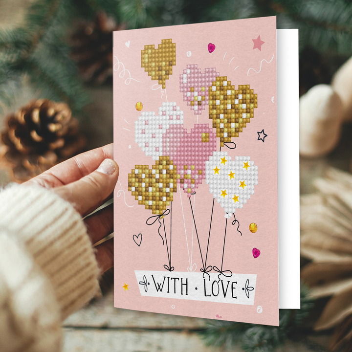 Diamond Dotz Love Balloons - Diamond Painting Greeting Card