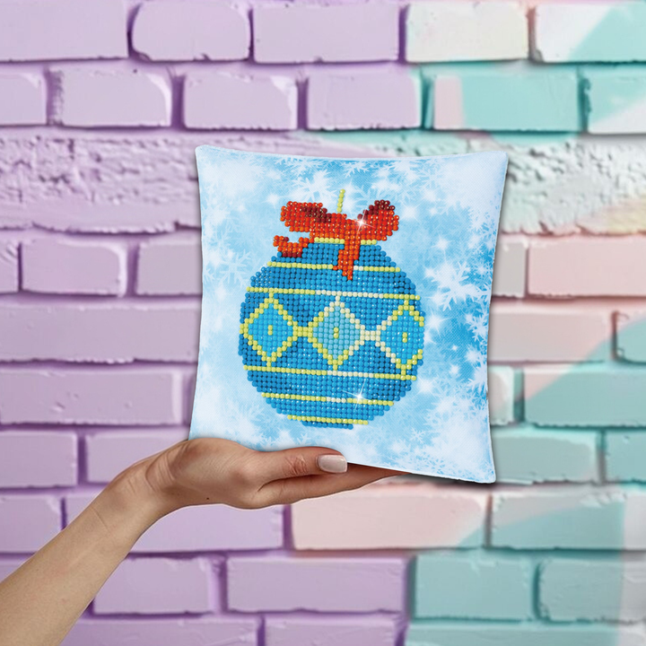Diamond Dotz Blue Bauble Pillow - 7 x 7 in