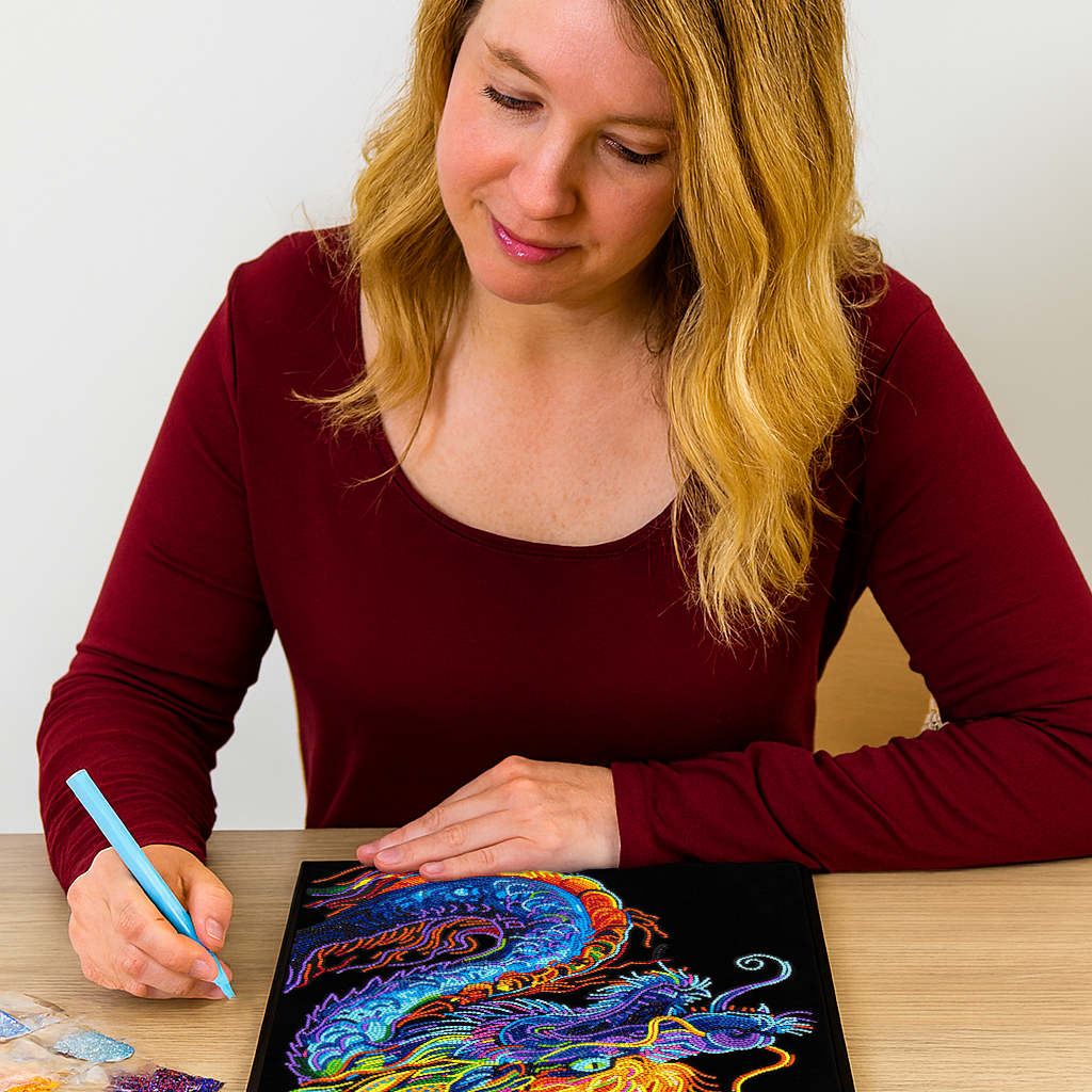 Diamond Dotz Neon Flock Dragon - 14.0" x 18.0"