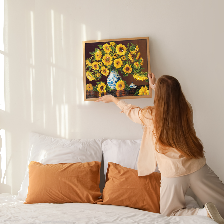 Diamond Dotz Sunflowers in a China Vase - 28 x 22 in