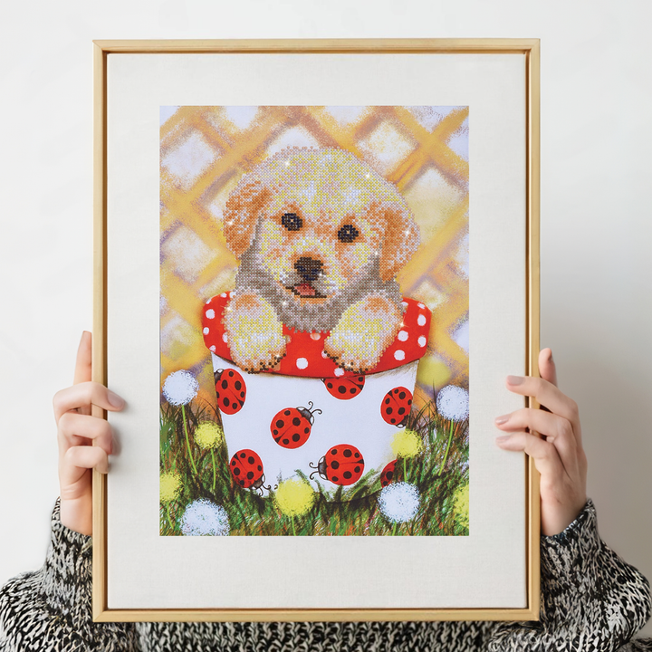 Diamond Dotz Pup in Pot - 16.5 x 11.8 in