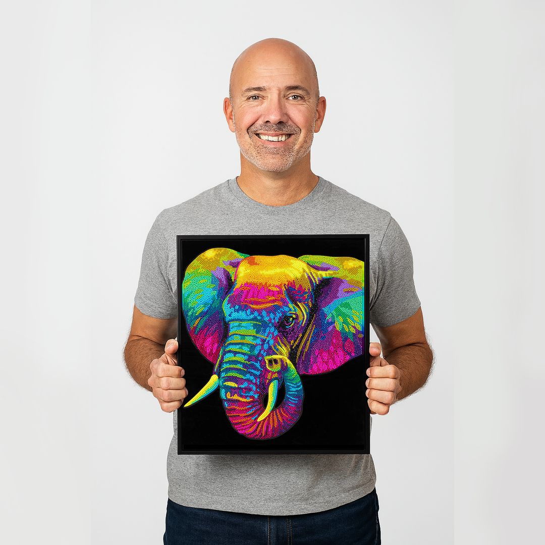 Diamond Dotz Neon Flock Elephant - 14.0" x 18.0"