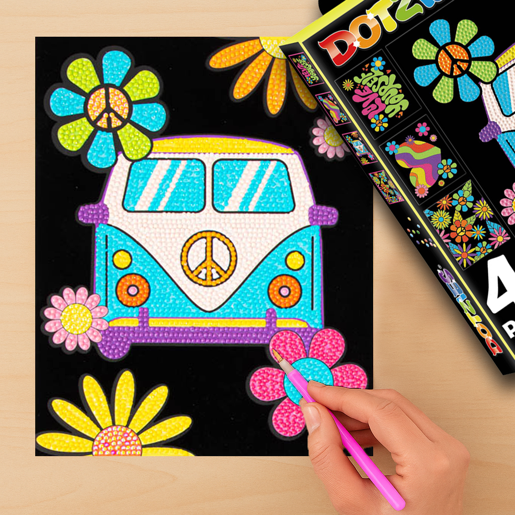 Diamond Dotz Neon Flock Peace & Love - 10.0" x 8.0"