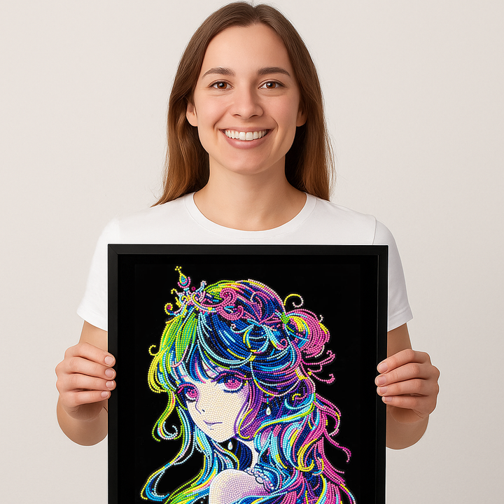 Neon Anime Princess 14 x 18 in