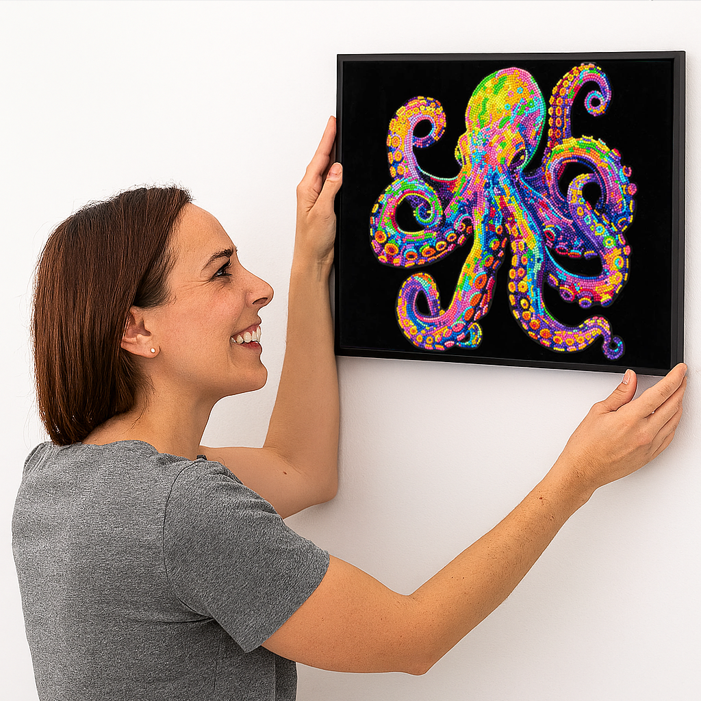 Diamond Dotz Neon Flock Octopus - 18.0" x 14.0"