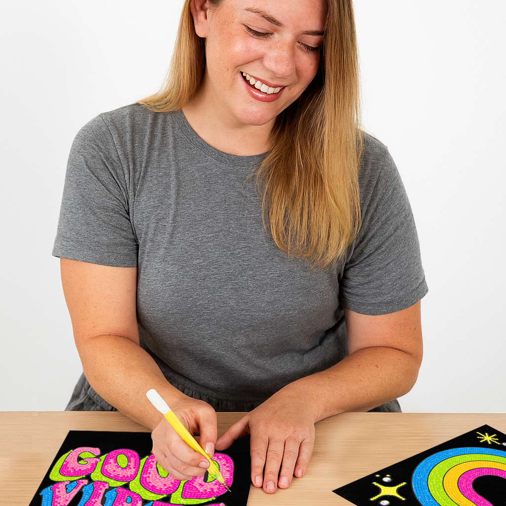 Diamond Dotz Neon Flock Good Vibes - 10.0" x 8.0"