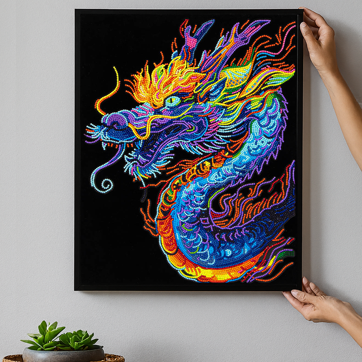 Diamond Dotz Neon Flock Dragon - 14.0" x 18.0"