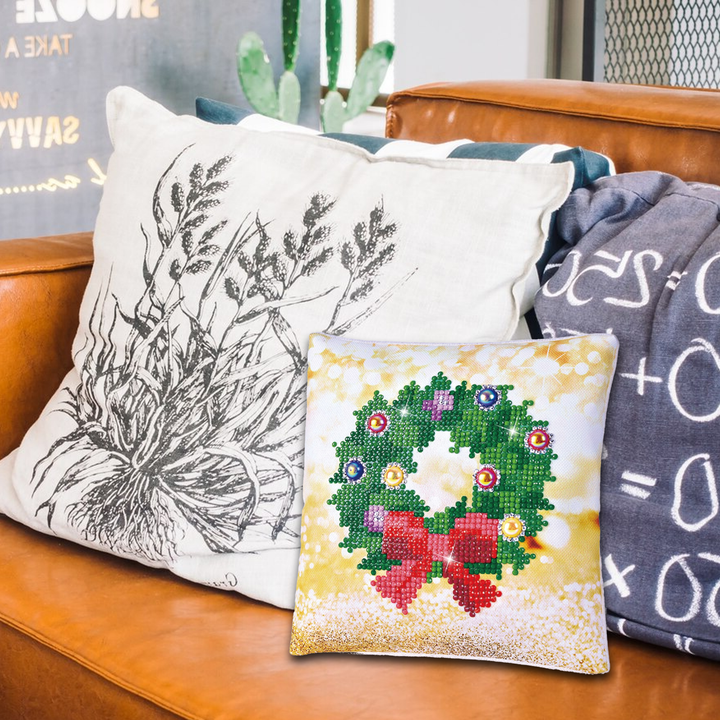 Diamond Dotz Christmas Wreath Pillow - 7 x 7 in