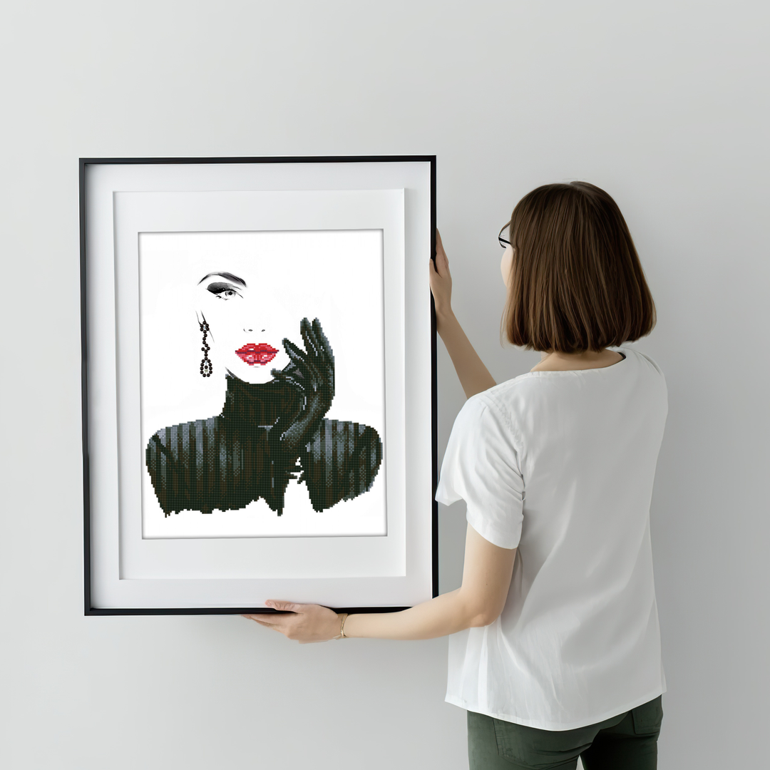Diamond Dotz Lady in Black - 20.5 x 16.5 in