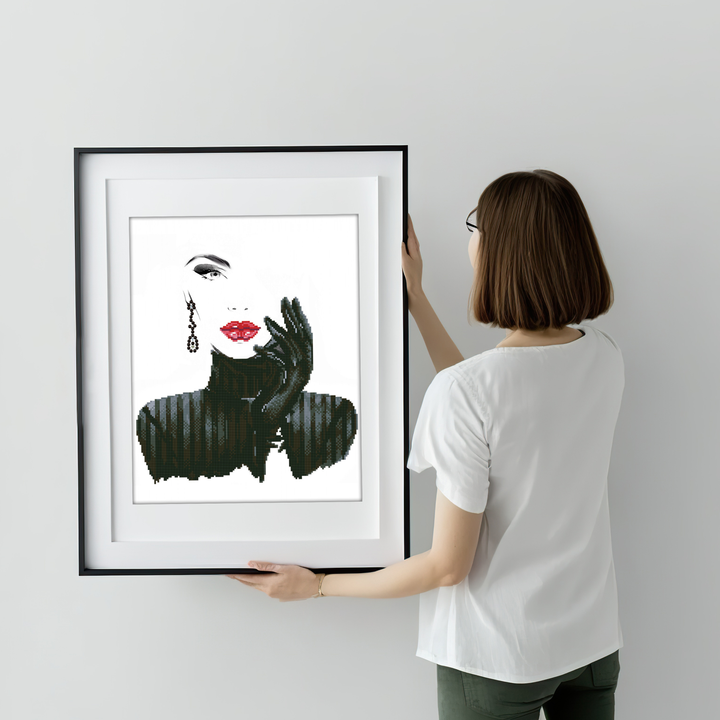 Diamond Dotz Lady in Black - 20.5 x 16.5 in