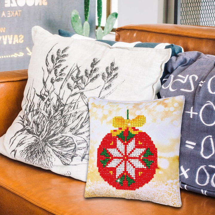 Diamond Dotz Red Bauble Pillow - 7 x 7 in