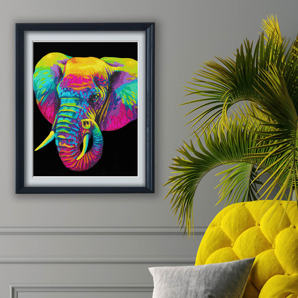 Diamond Dotz Neon Flock Elephant - 14.0" x 18.0"