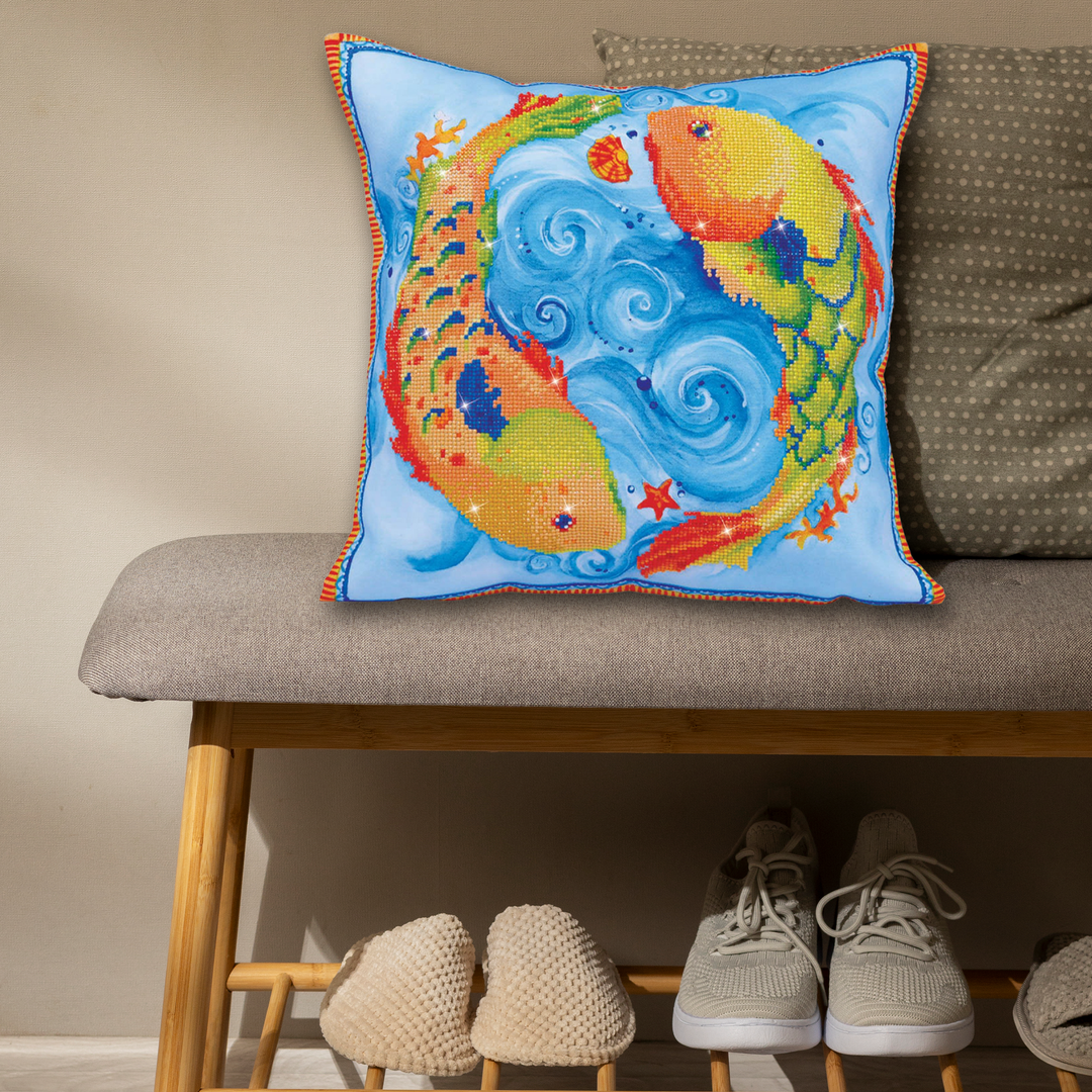 Diamond Dotz Dancing Fish Pillow - 17.7 x 17.7 in