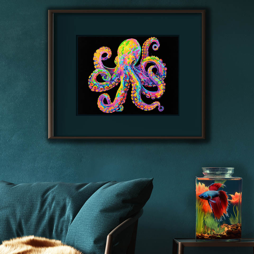 Diamond Dotz Neon Flock Octopus - 18.0" x 14.0"
