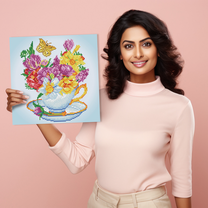 Diamond Dotz Springtime Cuppa - 6.3 x 6.3 in