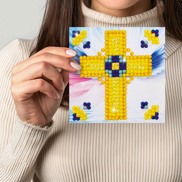 Diamond Dotz Golden Cross - 2.8 x 2.8 in