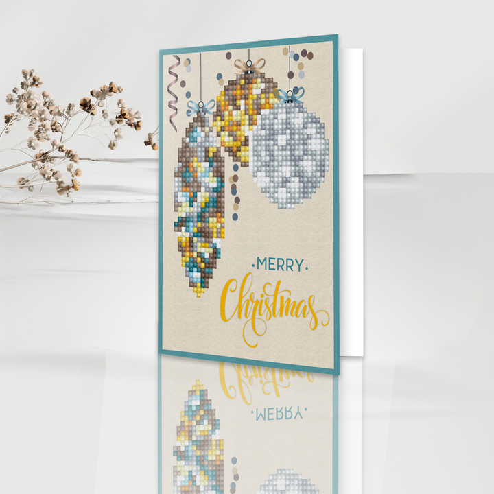 Diamond Dotz Merry Christmas Baubles Antique - Diamond Painting Greeting Card