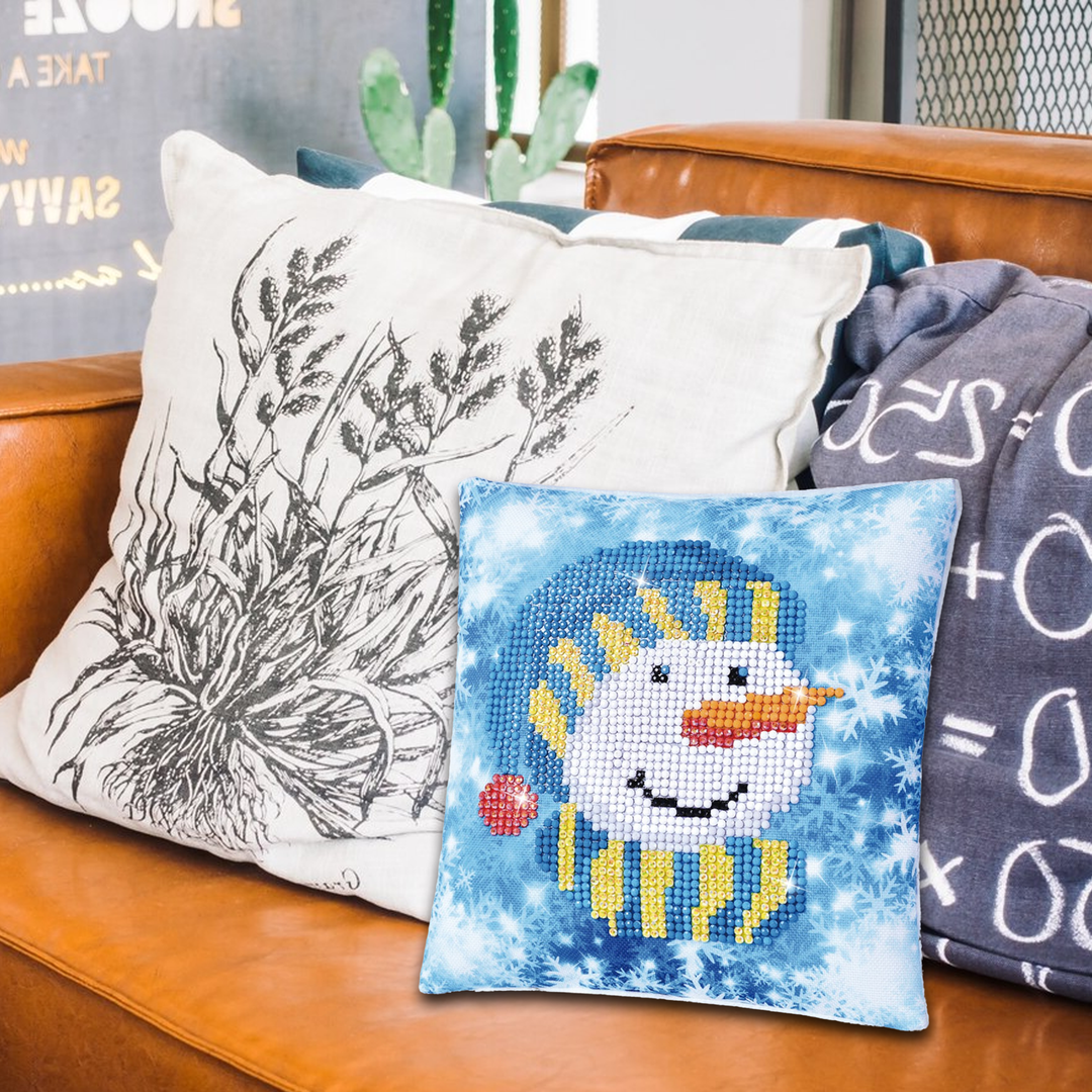 Diamond Dotz Snowman Cap Pillow - 7 x 7 in