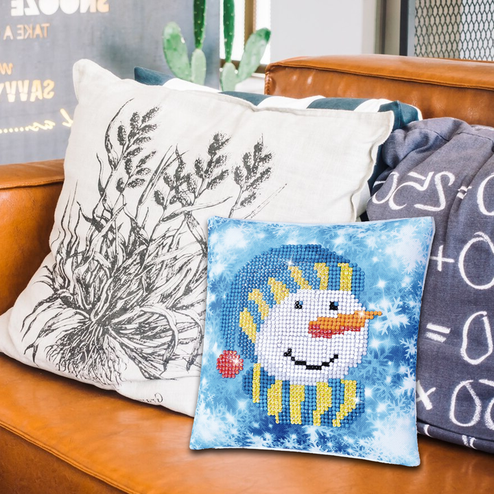 Diamond Dotz Snowman Cap Pillow - 7 x 7 in