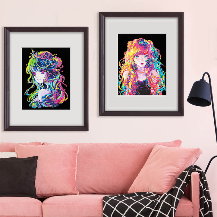 Neon Anime Girl 13.98 x 17.99 in