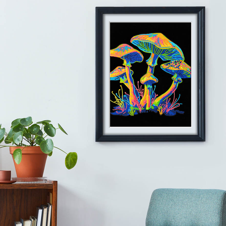 Diamond Dotz Neon Flock Mushrooms - 14.0" x 18.0"
