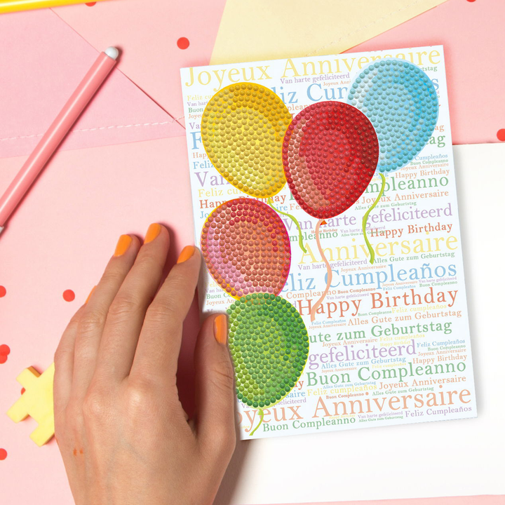 Diamond Dotz Balloons on High - Diamond Painting Greeting Card