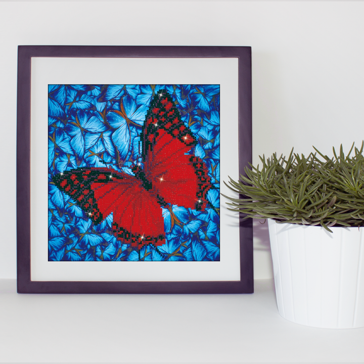Diamond Dotz Flutter by Red with Frame - 12 x 12 in