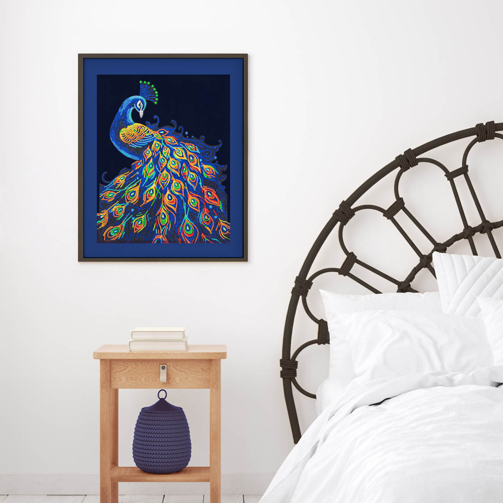 Diamond Dotz Neon Flock Peacock - 14.0" x 18.0"